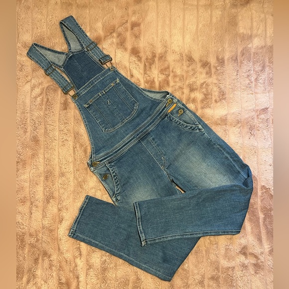 1 Denim Skinny Overalls in Blue Denim Size 6 - Picture 2 of 3